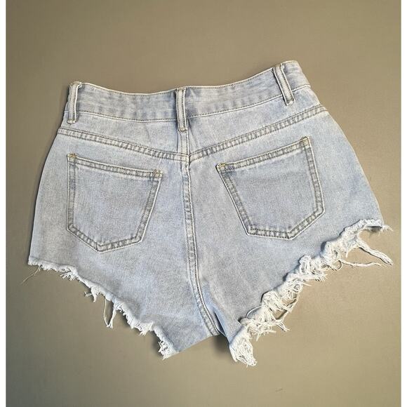 SHEIN Jean Shorts Distressed Ripped Raw Hem Women’s Size 6 Blue - Picture 4 of 6